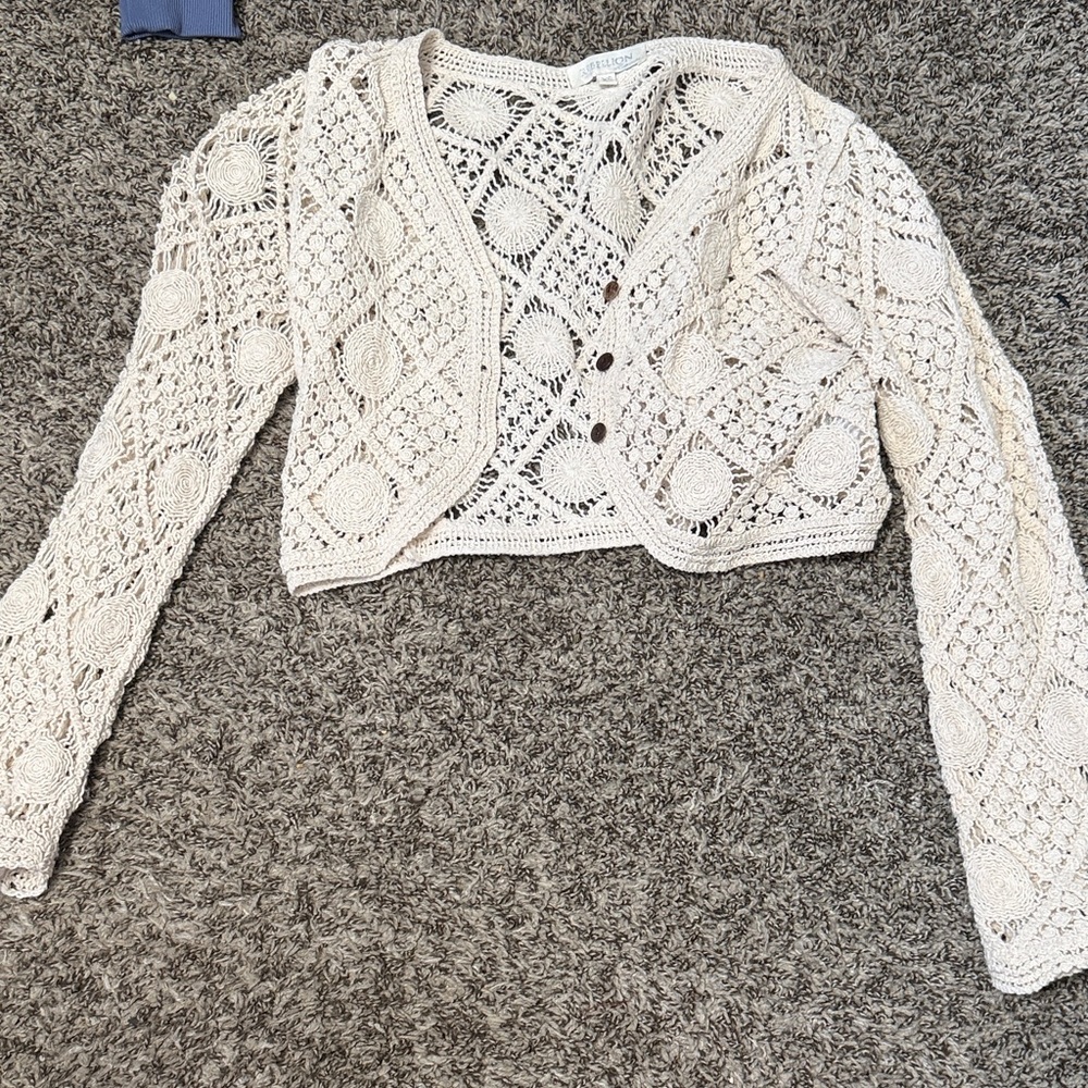 Rebellion Cream Crochet Women's Crop Top